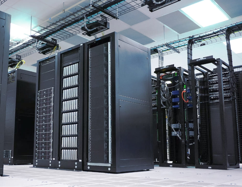 Server racks in a building's technical room