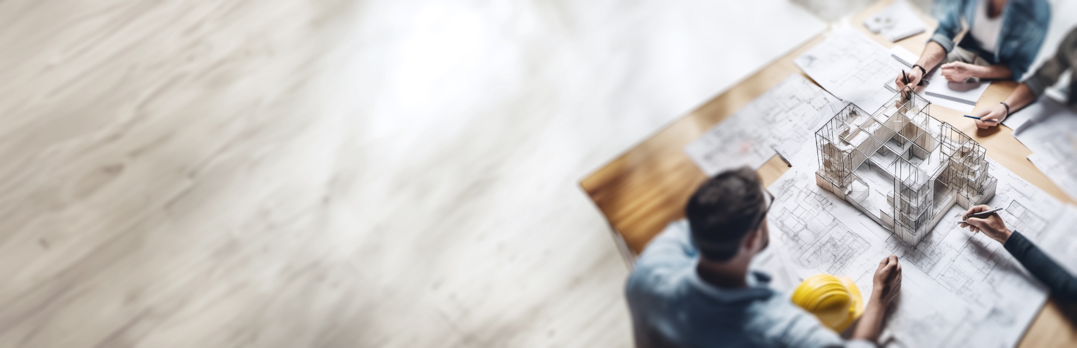 Design office and architects working on a building project