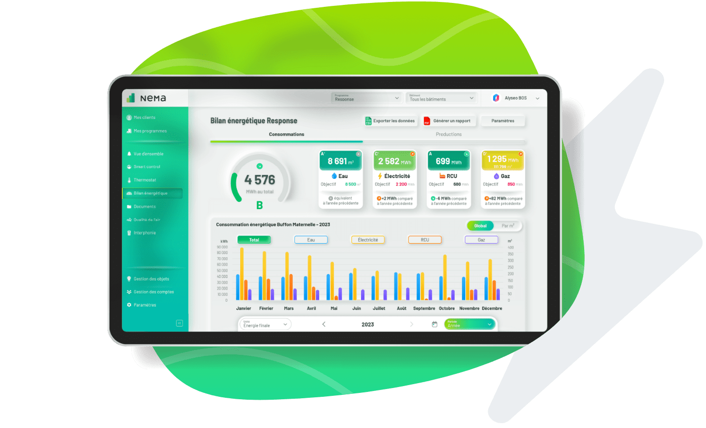 Mockup of NeMa's Energy dashboard homepage