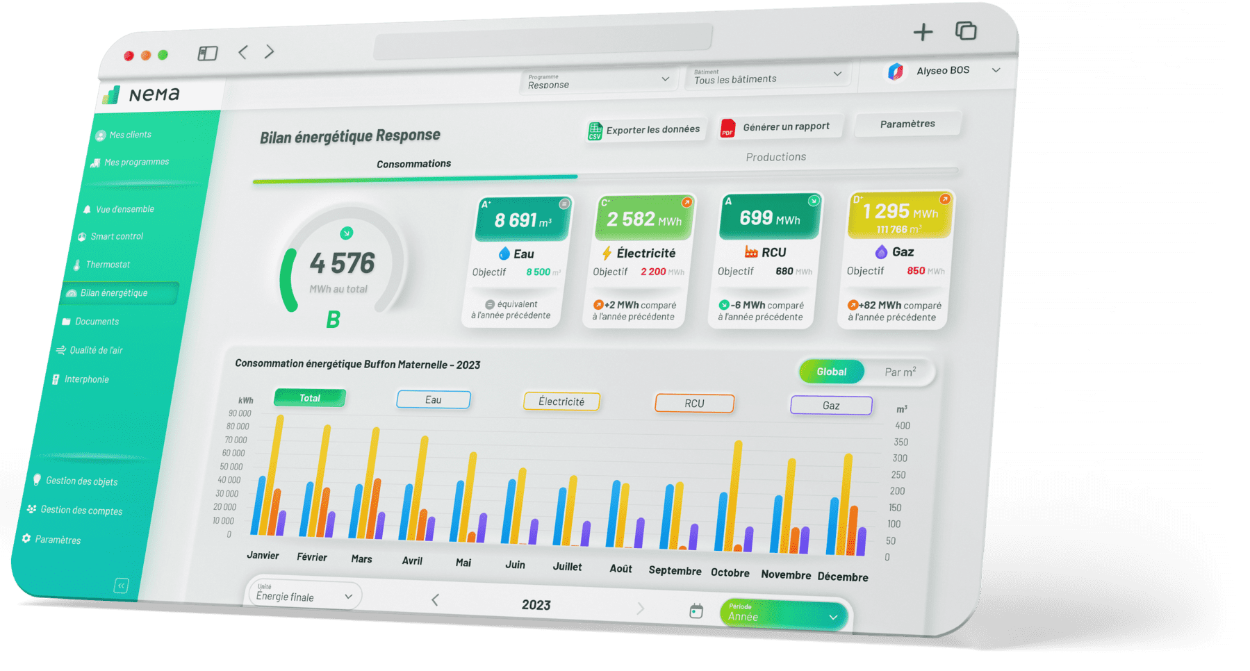 Mockup of NeMa's Energy dashboard homepage