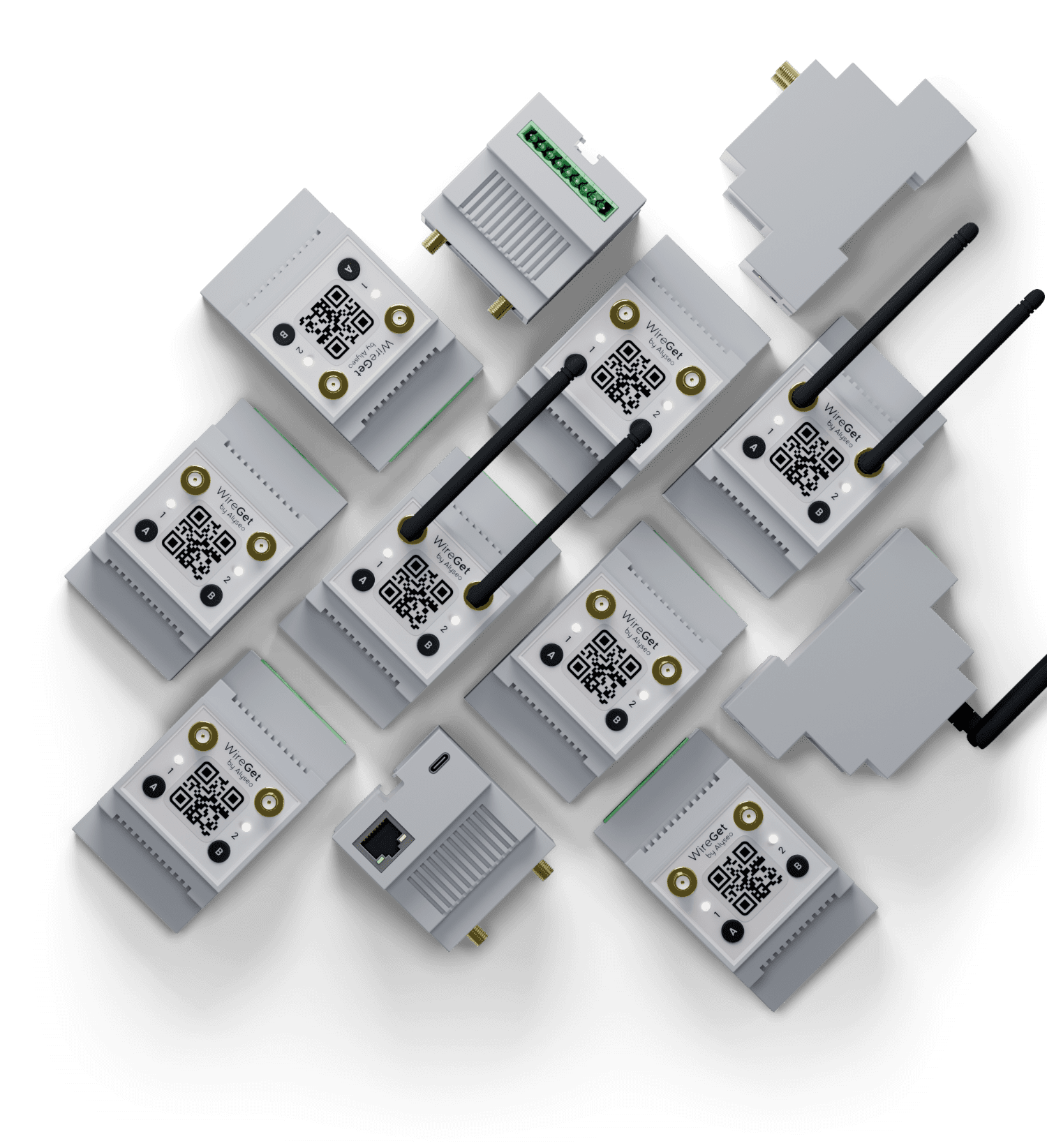 Several WireGet laid flat in diagonal